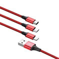 BASEUS kabel BASEUS 3v1, USB Rapid, rdeč