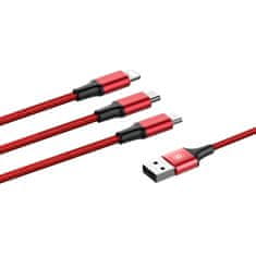 BASEUS kabel BASEUS 3v1, USB Rapid, rdeč