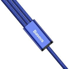 BASEUS Rapid 3v1 napajalni kabel za Micro USB, Lightning, Type-C 3A/1.2m, temno moder CAMLT-SU13