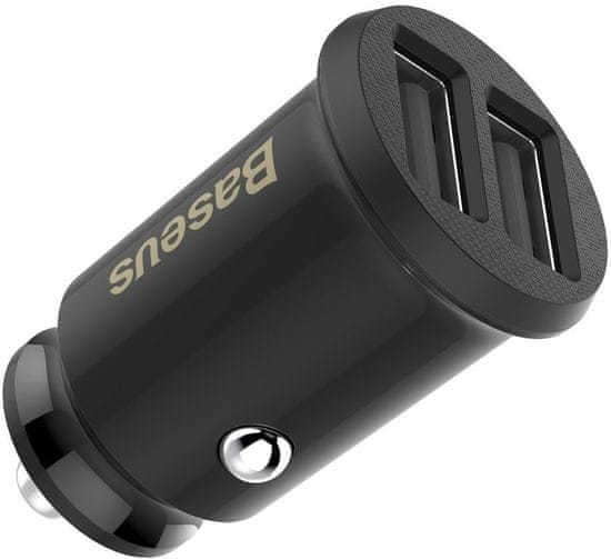 BASEUS Grain avtomobilski polnilnik 2x USB režo 5V/3.1A, črn CCALL-ML01 - odprta embalaža