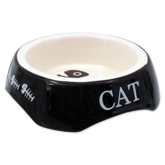 Magic cat Mačja posoda s tiskom, črna, 15 cm