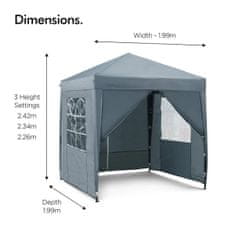 VonHaus Pop Up paviljon, 2.5 x 2.5 m, siv, z utežmi