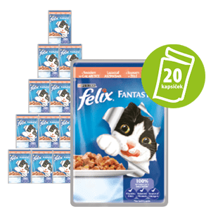 Felix Fantastic vrečka za mačke, losos v želeju, 20 x 100 g