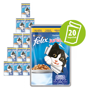Felix Fantastic Junior vrečka za mlade mačke, piščanec v želeju, 20 x 100 g