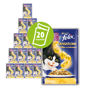 Felix Sensations hrana za mačke, vrečke z raco in špinačo v želeju, 20x 100 g