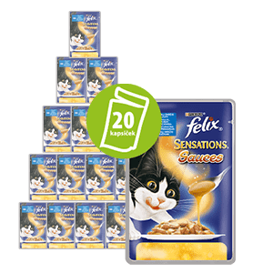 Felix Sensations Sauce Surprise hrana za mačke,vrečke s polenovko in okusom paradižnika v omaki, 20x 100 g