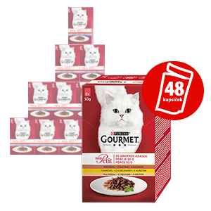 Gourmet hrana za mačke Mon Petit Multipack s piščancem, raco, puranom v soku 48 x 50 g