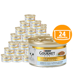 Gourmet Gold Double Pleasure z morskimi ribami in špinačo, 24x85 g