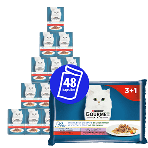 Gourmet Perle hrana za mačke, Multipack 12(4x 85 g) – mini fileji v soku z zelenjavo