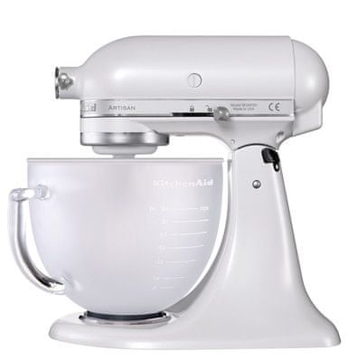 KitchenAid 5KSM156EFP Artisan stoječi mešalnik + steklena posoda, 4,8 l, biserni