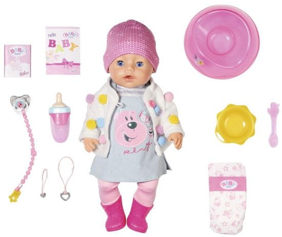 BABY born Soft Touch mehka lutka dojenčka z obleko in jakno, posebna zimska izdaja, 43 cm