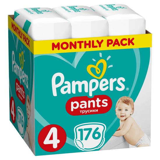 Pampers plenice Pants 4 hlačne (9-15 kg) 176 kosov - Mesečno pakiranje - Odprta embalaža