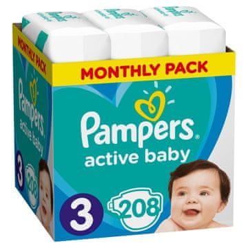 Pampers plenice Active Baby 3 Midi, 208 kosov - odprta embalaža