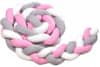 T-tomi pletena kitka za otroško posteljico, 360 cm, bela + siva + roza