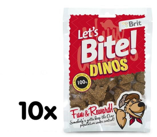 Brit pasji priboljšek Lets Bite Dinos, 10 x 150 g