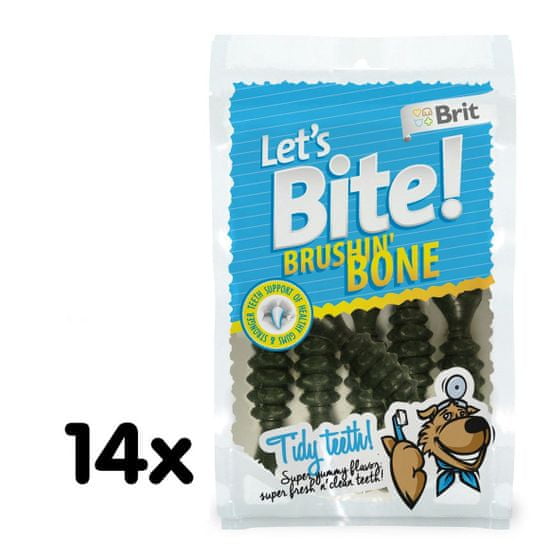 Brit pasji priboljšek Let's Bite Brushin' Bone, 14 x 90 g