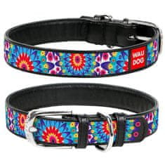WAUDOG Usnjena ovratnica z vzorcem FLOWERS črna 19-25 cm, širina: 9 mm Črna