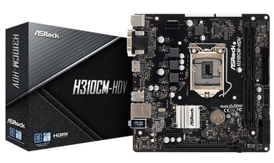 ASRock H310CM-HDV, DDR4, USB 3.1 Gen1, LGA1151, Micro ATX osnovna plošča