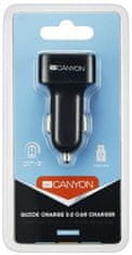 Canyon trojni USB avto polnilec, 3.1A, črn (CNE-CCA06B)