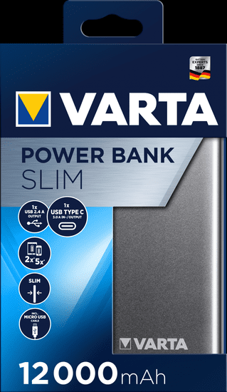 Varta Slim Power Bank, 12 000 mAh (57966101111)