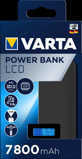 Varta polnilna postaja s prikazovalnikom LCD Power Bank 7800 mAh 57970101111