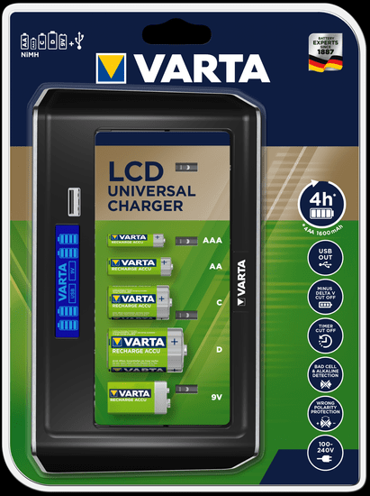 Varta polnilnik baterij LCD Universal Charger R2U 57678101401, univerzalen