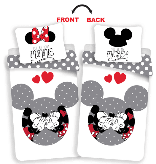 Jerry Fabrics Mickey in Minnie ljubita sivo posteljnina