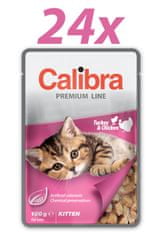 Calibra Kitten, mokra hrana za mačke, puran & piščanec, 24 x 100 g