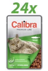 Calibra Sterilised, mokra hrana za odrasle mačke, losos, 24 x 100 g