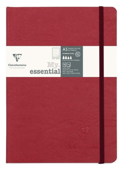 Clairefontaine zvezek Age bag Myessential A5, z elastiko, rdeč, 96 listov