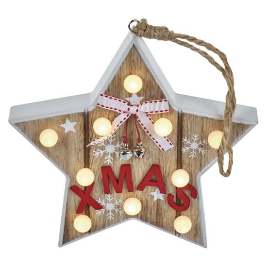 Emos LED božična lesena zvezda, 2 × AAA, topla bela, časovnik