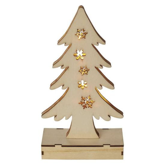 Emos LED božično leseno drevo, 23 cm, 2 × AAA, topla bela, časovnik