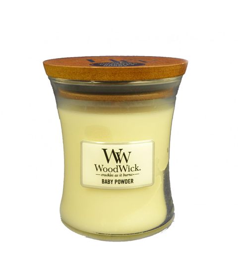 Woodwick dišeča sveča Baby Powder 275,0 g, srednja