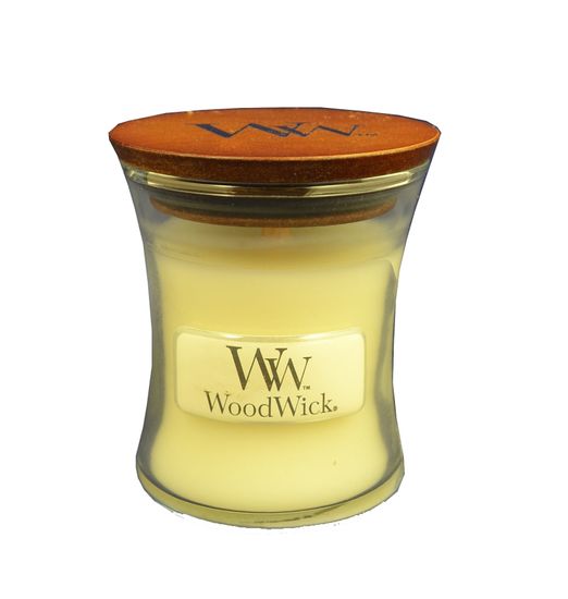 Woodwick dišeča sveča Baby Powder 85,0 g, majhna