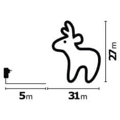 Emos LED božični jelenček, 31 cm, zunanji, hladna bela, časovnik