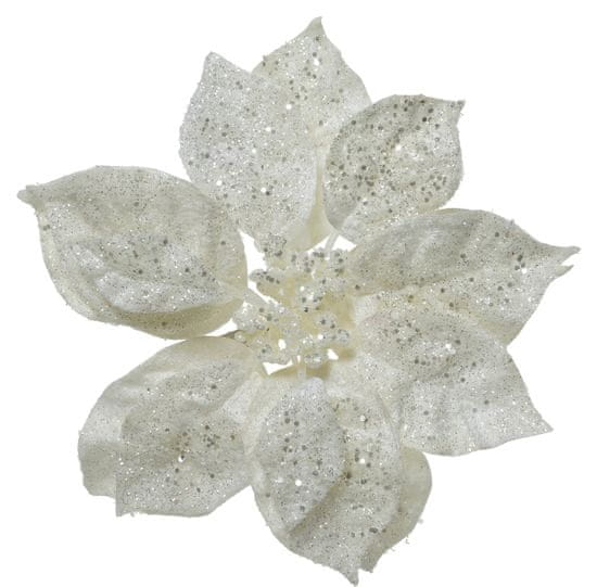 Kaemingk božična zvezda, na sponko, pribl. 16 cm, bela z bleščicami