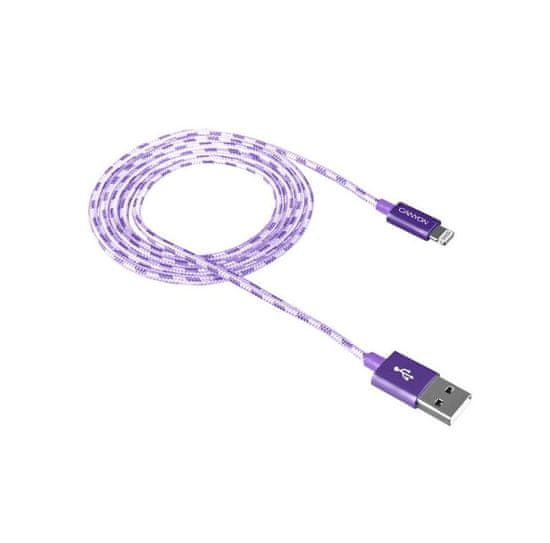 Canyon CNE-CFI3G Lightning pleten USB kabel za iPhone 5/6/7, 8-pin, vijoličen