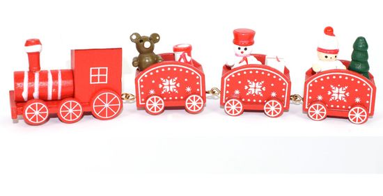 DUE ESSE Božična okrasitev lesenega vlaka 19,5 cm, rdeča