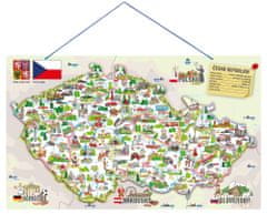 Woody magnetni zemljevid Republike Češke s slikami in družabna igra, 3 v 1