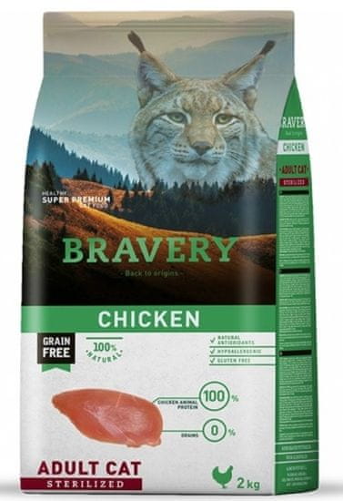 Bravery Hrana za mačke Cat STERILIZED chicken, 2 kg