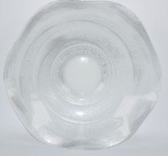 DUE ESSE dekorativna skleda, belo steklo, 40 x 37 cm, srebrni dekor