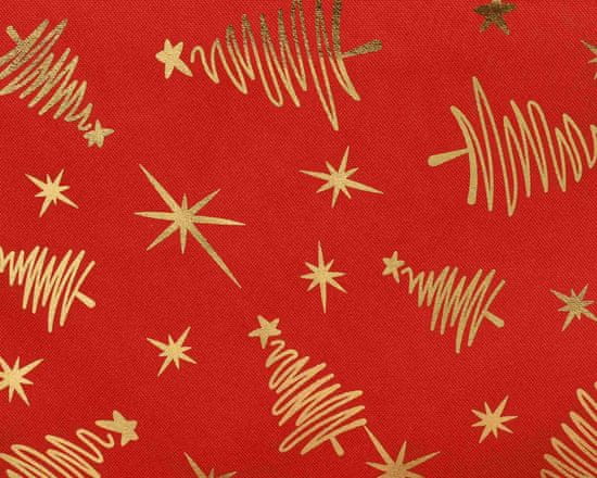 Kaemingk prt z božičnim motivom, 32 x 150 cm, rdeč/zlat, poliester