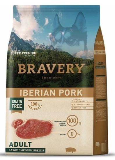 Bravery hrana za pse Dog ADULT Large / Medium Grain Iberian pork, 4 kg
