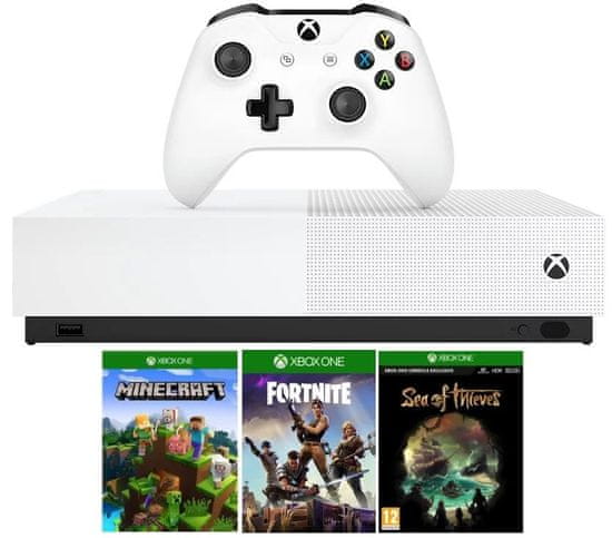Microsoft Xbox One S All-Digital igralna konzola - 1TB + Minecraft + Fortnite + Sea of Thieves
