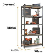 VonHaus regal Hammerite 1.8m, 5 polični (15/368)