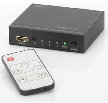 Digitus DS-48304 3-portno HDMI 4K 3D stikalo