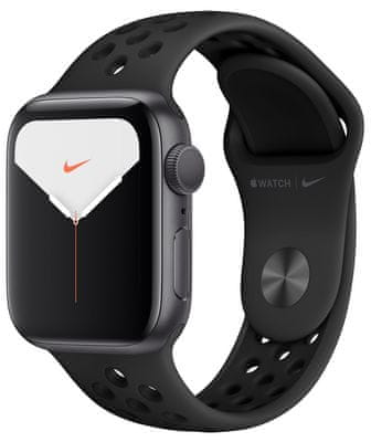 Pametna ura Apple Watch Nike Series 5 z režnico še vedno v programu ECG Nike Run Club. Spremlja delovanje srčnega utripa, ponuja možnost predvajanja glasbe in klica ter prejemanje obvestil NFC. Plačilo je možno preko Apple Pay App Store.