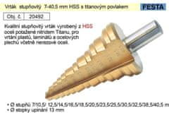 Festa Stopničasti sveder 7-40,5 mm HSS s titanovim premazom