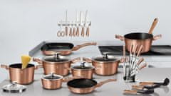 komplet posod z marmorno površino Rosegold Metallic Line, 15 kosov