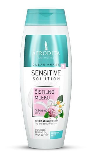 Kozmetika Afrodita Clean Phase Sensitive, čistilno mleko, za suho in občutljivo kožo, 200 ml